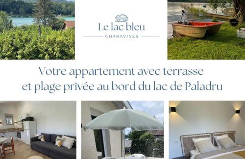 Charavines Appartement | LE LAC BLEU Appt terrace private beach lake