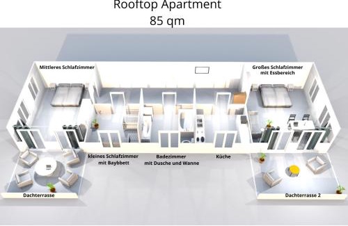 Zentrum-Nordwest Appartement | Leipzig-Residenz Waldstraße am Zoo und Red Bull Arena , Rooftop Apartment mit 2 Dachterrassen