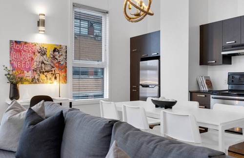 Plateau Mont Royal Appartement | Liv MTL* 55% Off * Main 303 Rare 2BR + Mezzanine | Large Family Retreat + Spacious + Office + Pets Stay Free!