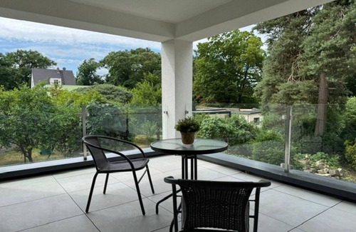 Trachenberge Appartement | Living Apartment mit Kamin und Terrasse