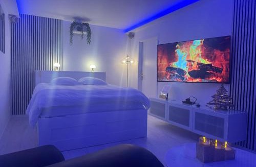 Metz Appartement | Loveroom de luxe avec jacuzzi sauna vapeur écran 300 cm