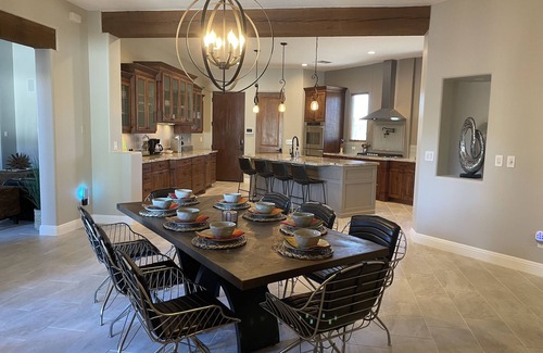 Gold Canyon Maison | LUX + Exciting Mt VIEWS: Theater, Pvt POOL & Spa, Fireplaces, Fire Pit, Mt Bikes