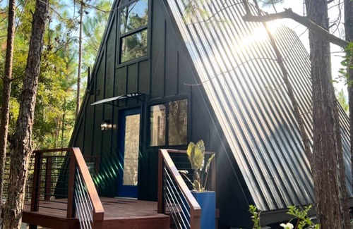 Larkspur Cabine | Luxury A-Frame Cabin on 80 acres of private land with diverse terrain. Pets O.K!