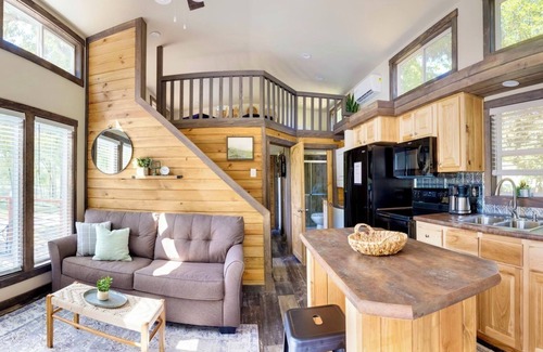 Mineola Maison | Luxury Tiny Home with Private Sand Beach Lake Access and Hot Tub