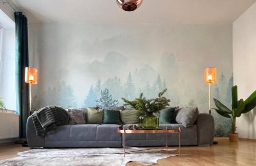 Gera Appartement | Magic Forest Design Apartment, 65 Zoll TV, Waschtrockner, beste Lage, am Markt
