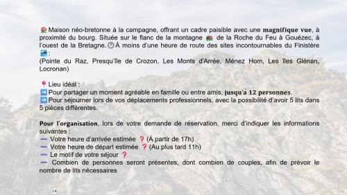 Gouezec Maison | Maison de la Roche du Feu jusqu'à 12 personnes