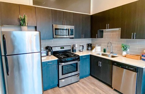 Near South Side Appartement | McCormick Place Patio skyline unit with optional Parking for up to 6 people