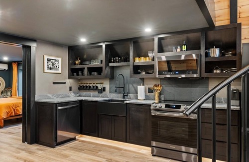 Sebago Maison | Modern A-frame house with hot tub and fire pit. Very private!