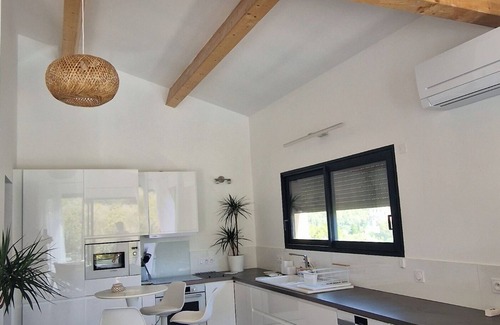 Pierrelongue Villa | Villa loft moderne avec terrasse et couloir de nage vue dégagée sur la nature