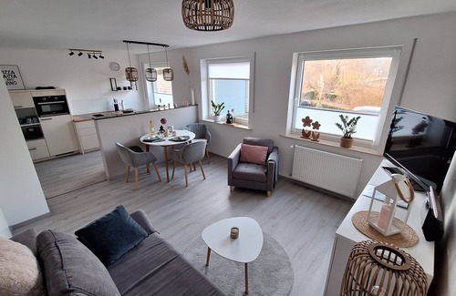 Warburg Appartement | Modern vacation apartment "Diemelaue" located on the Diemel, own garden seating area