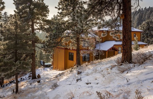 Hangen Ranch And M and B Maison | NEW! Evergreen Mountain Basecamp- home with hot tub on 10 private acres!