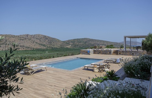 Pefki Villa | New Villa of the hill with Heated Pool, BBQ & Kids Playground