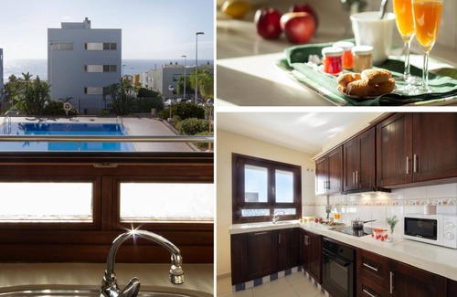 Punta del Hidalgo Appartement | Appartement avec piscine partagée, vue sur la mer, Wi-Fi et terrasse.