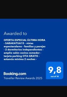 Zarautz Appartement | OFERTA ESPECIAL ÚLTIMA HORA - SARAKATUA15 - vistas espectaculares - familias y parejas - 2 dormitorios independientes - amplio salón cocina comedor - tarjeta parking OTA GRATIS - Julio y agosto estancia mínima 7 noches de domingo a domingo -
