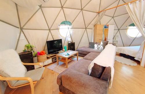 Yavne'el Autre | Olive Dome - כיפה גיאודזית ענקית ומודרנית בין עצי הזית