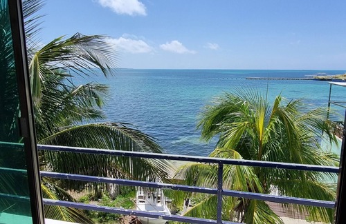 Puerto Juarez Appartement | On very private beach, top views apartment with a small reef and coconut trees