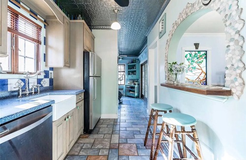 Long Beach Maison | "Once Upon a Tide" eclectic beach house with pizza oven, game room, fireplace