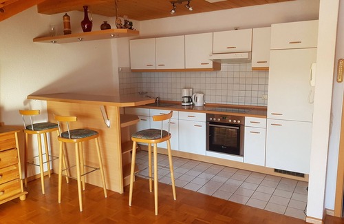 Neustadt Appartement | Panoramic view over Titisee-Neustadt in 2-room top floor apartment with balcony