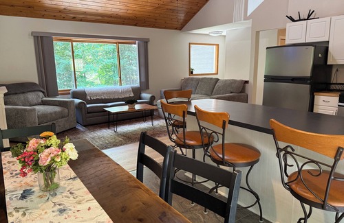 Walloon Lake Cabine | Peaceful cabin hideaway with fire pit & hot tub only 3 blocks from Walloon Lake