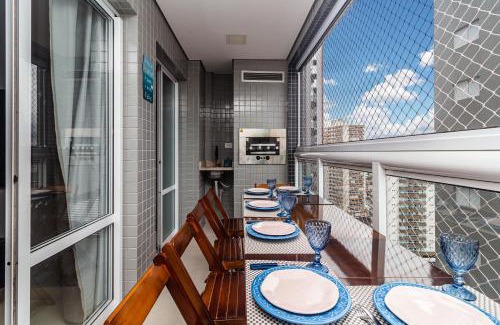 Boqueirao Appartement | Piemax Praia Grande - 100m PRAIA do BOQUEIRÃO e CENTRO - Vista MAR - Varanda GOURMET com CHURRASQUEIRA privativa - AR CONDICIONADO em todos os ambientes - Wi-Fi 600 Mbps - HOME OFFICE- Vaga de Garagem - Acomoda até 6 pessoas