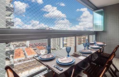 Boqueirao Appartement | Piemax Praia Grande - 100m PRAIA do BOQUEIRÃO e CENTRO - Vista MAR - Varanda GOURMET com CHURRASQUEIRA privativa - AR CONDICIONADO em todos os ambientes - Wi-Fi 600 Mbps - HOME OFFICE- Vaga de Garagem - Acomoda até 6 pessoas