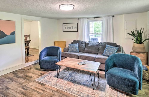 North Fork Cottage | NEW! Private Riverfront Escape w/ Fire Pit & Grill