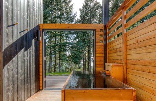 Stevenson Cabine | River & mountain view cabin with geothermal hot tub, outdoor shower & deck