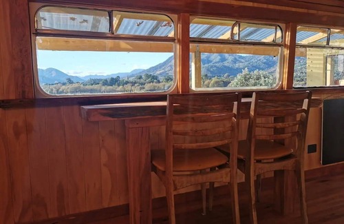 Murchison Maison | Riverside Bedford Bus with stunning valley views.