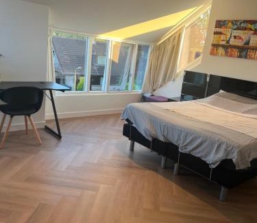 Leeuwarden Maison | Ruime slaap kamer met werkplek en privé badkamer bij Jacqueline