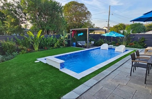 Delray Beach Maison | Santorini Blue Beach House - Brand new heated pool with backyard oasis!