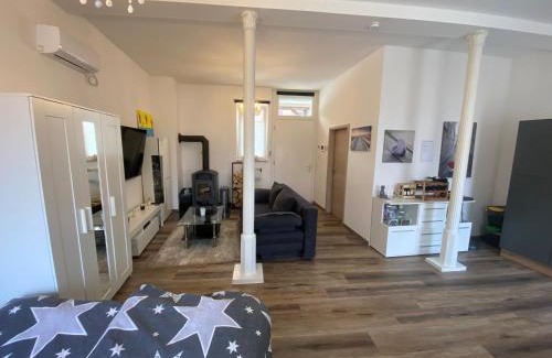 Helbedundorf Appartement | Schöne kleine Einraumwohnung mit Küche und Kamin in Holzthaleben