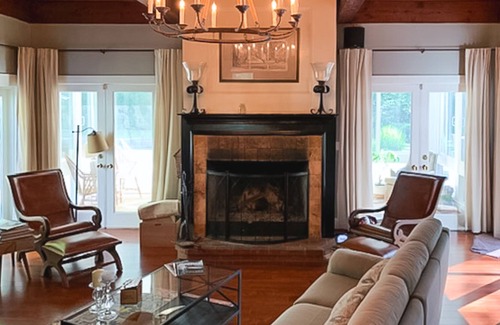 Hampton Falls Maison | Seacoast home with private pool, sunroom, patio, grill, firepit, & fireplace