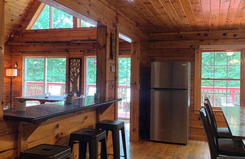 White Haven Cabine | Secluded, Bachelor parties, Pocono Cabin over Lehigh River, sleeps 20, hot tub