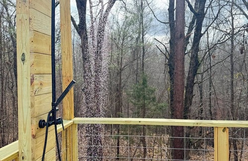 Tie Plant Cabine | Secluded one bedroom cabin with large deck overlooking a wooded gully.