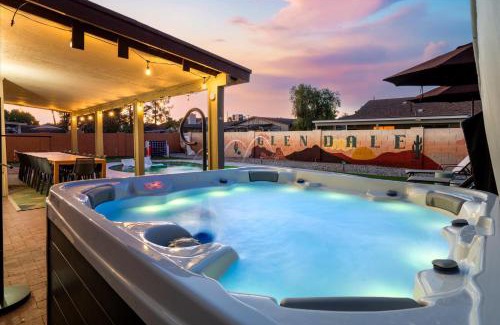 Copperwood Maison | Slide into Fun Pool Games Fire Pit Sport Court