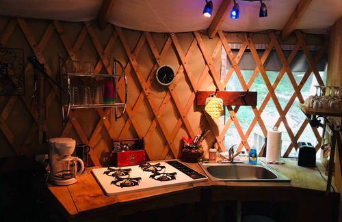 Trumansburg Cabine | La yourte spacieuse et aérée est délicieuse pour le glamping dans le confort!