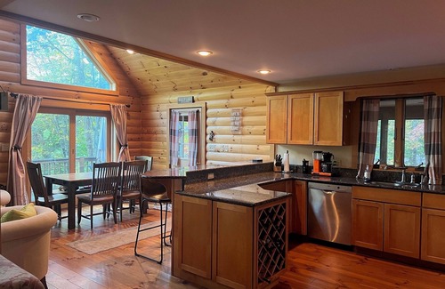 East Wakefield Maison | Spacious Lakefront Log Home for Family Fun & Relaxation- deck, firepit, gameroom
