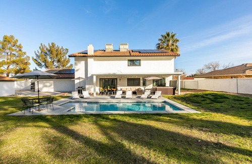 Paradise Maison | Spacious Vegas Retreat with Pool & Hot Tub, Near Strip & Stadiums!