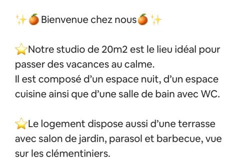 Santa-Lucia-di-Moriani Appartement | Studio vue sur les clémentiniers