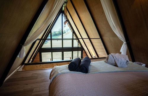Graigfechan Cabine | Stunning Scandinavian A Frame lodge with outside bathtub