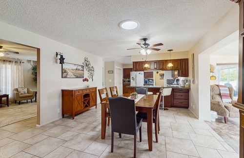 Sunland Village Maison | Sunny home with covered patio, grill, pool, tennis, hot tub, full kitchen, & AC