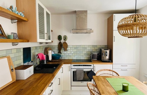 Stahlbrode Maison | Thatched-roof holiday home with water view, garden and fireplace