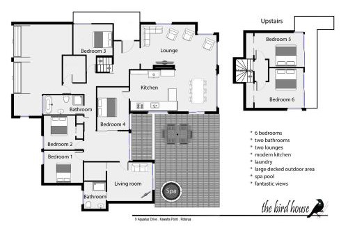 Kawaha Point Maison | The Bird House - Kawaha Point, Rotorua. Stylish six bedroom home with space, views and relaxed atmosphere