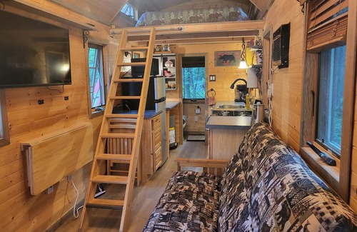 Nevis Maison | Tiny bungalow secluded in the woods with lake view. Pets accepted!