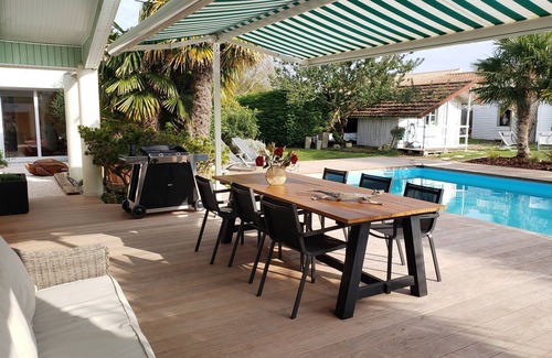 Nieul-sur-Mer Maison | Villa Seychelles , piscine, jardin tropical, terrasse bois, et proche mer