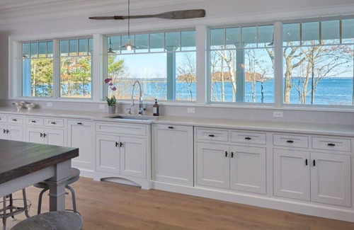 Yarmouth Maison | Waterfront estate near Portland with pool, dock and sweeping views of Casco Bay.