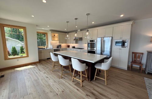 Alton Bay Maison | Waterfront New Construction 4 bedroom home w private U shaped dock Private beach