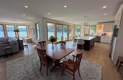 Alton Bay Maison | Waterfront New Construction 4 bedroom home w private U shaped dock Private beach