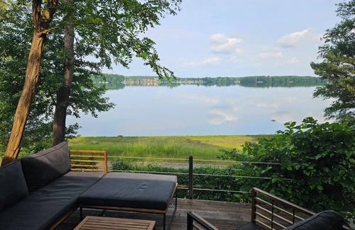 Schwielochsee Maison | Wonderful view of the bathing lake from the terrace of the bungalow