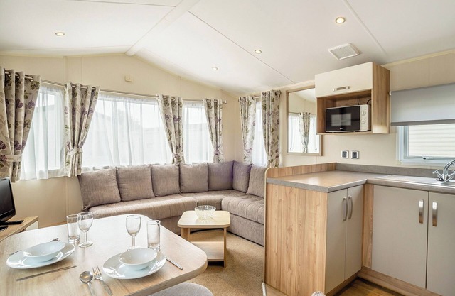 12ft-wide luxury caravan with one double and one twin.
